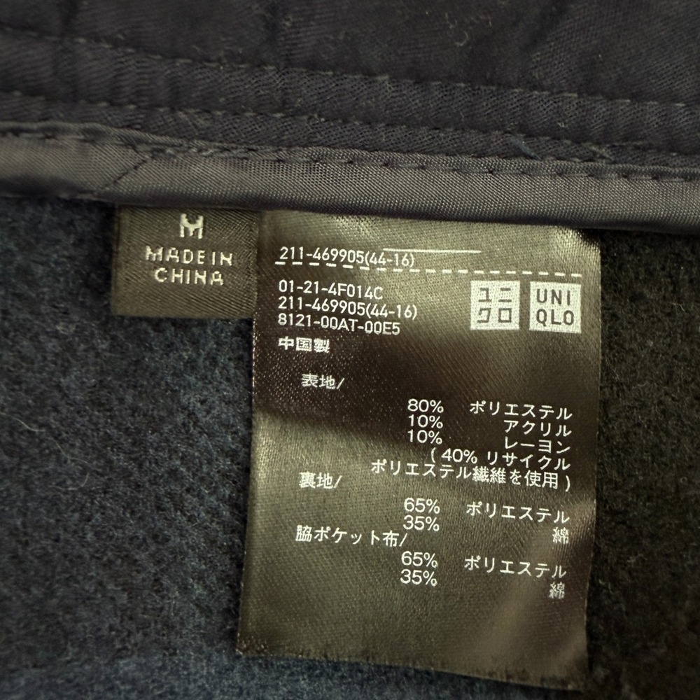 Uniqlo Women's Oversized Boxy Short Jacket Plaid Navy Blue Black Check Medium - Picture 3 of 13